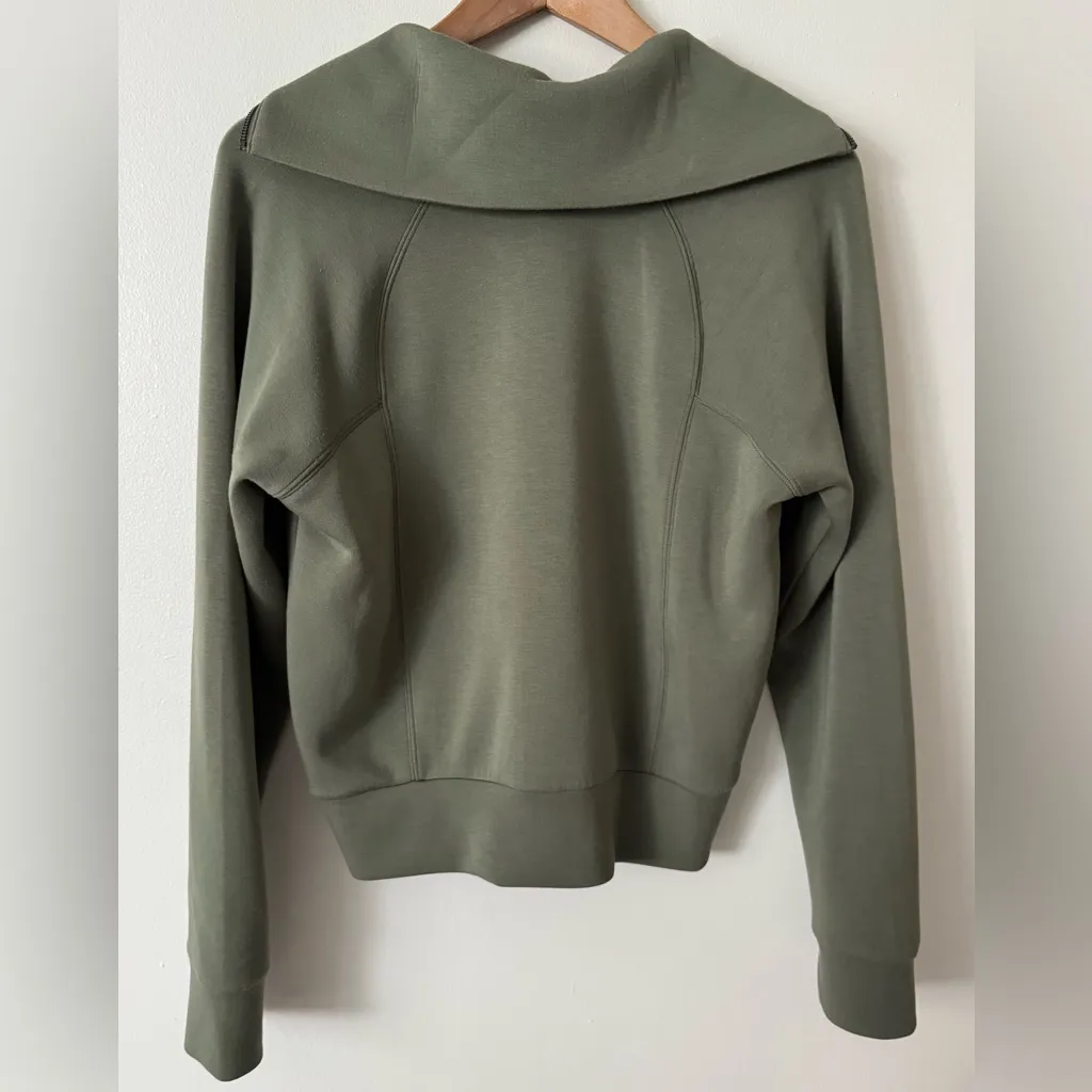 Spanx  XS Air Essentials Half Zip Pullover in Clover Green - Image 4
