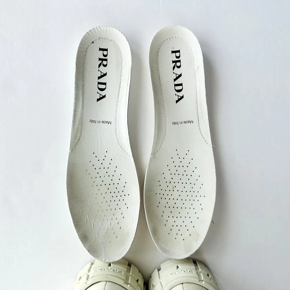 Prada Double Wheel Re-Nylon Trainer White Size 37.5 Platform Sneakers Fashion - Image 15