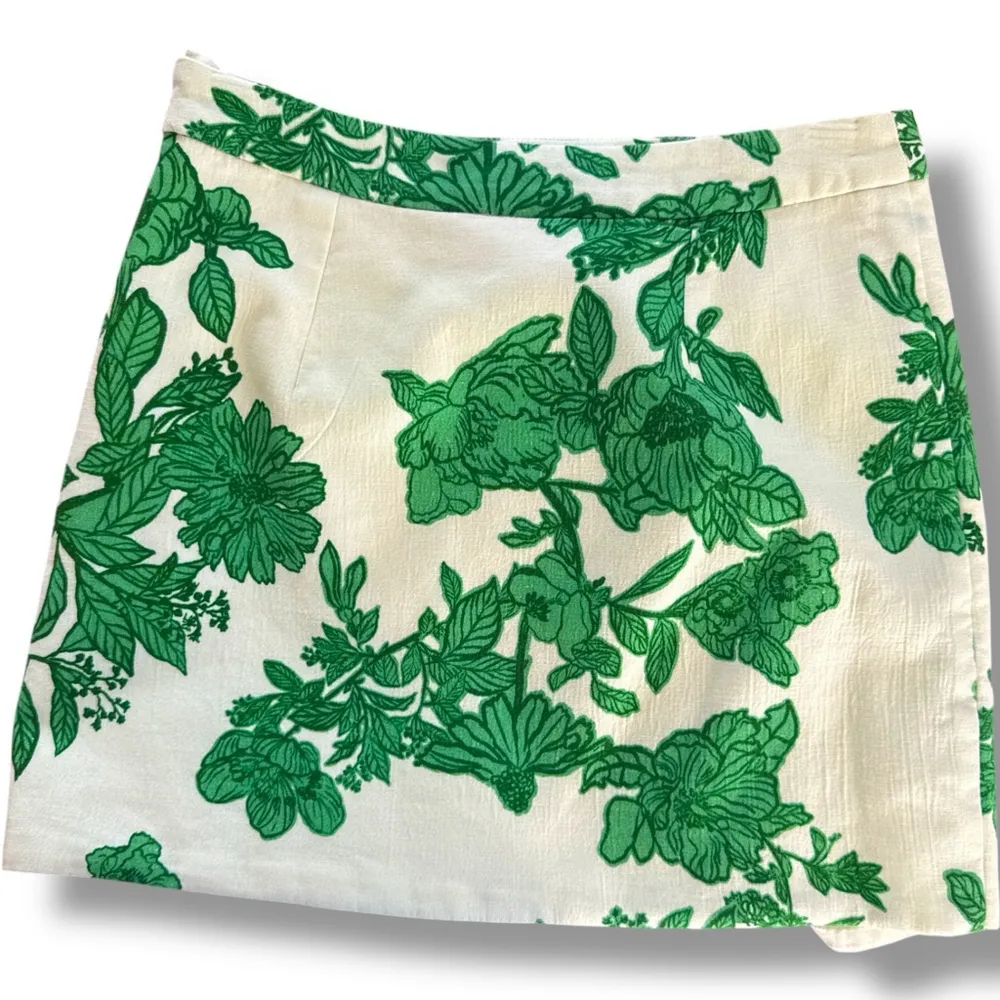 Rococo Sand Cream Green Floral Asymmetrical Skirt XS - Image 3