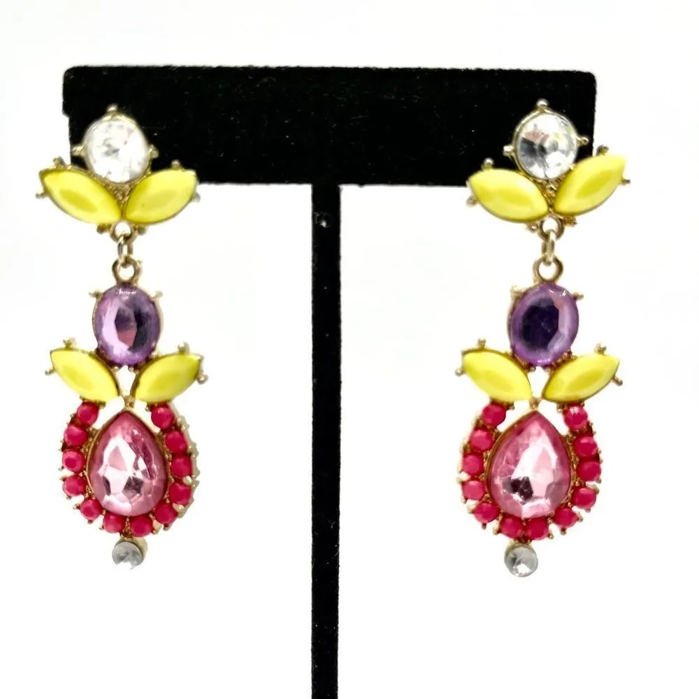 Crystal Dangle Earrings Spring Colors Yellow - Image 2