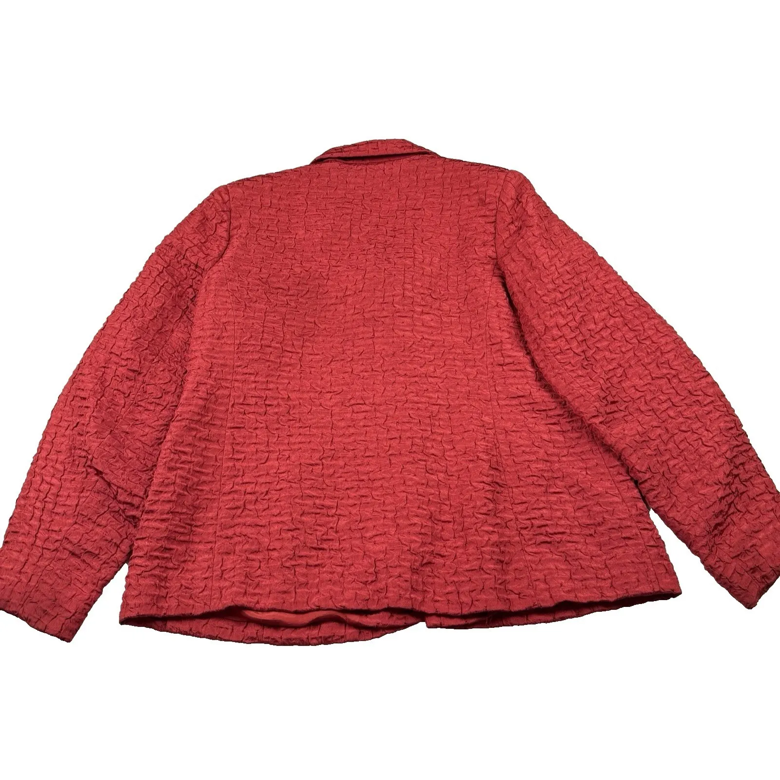 Appleseeds Blazer Jacket Women's Size 14 Red Long Sleeve Textured Classic Career - Image 8