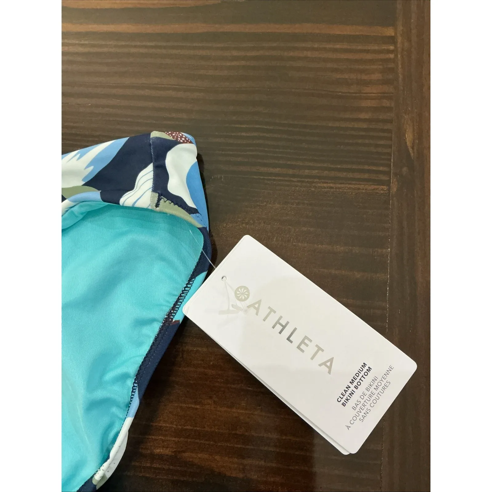 Athleta NWT Clean Medium SEAT Bottom Bikini Printed Hero Bloom Blue Sz Medium - Image 3