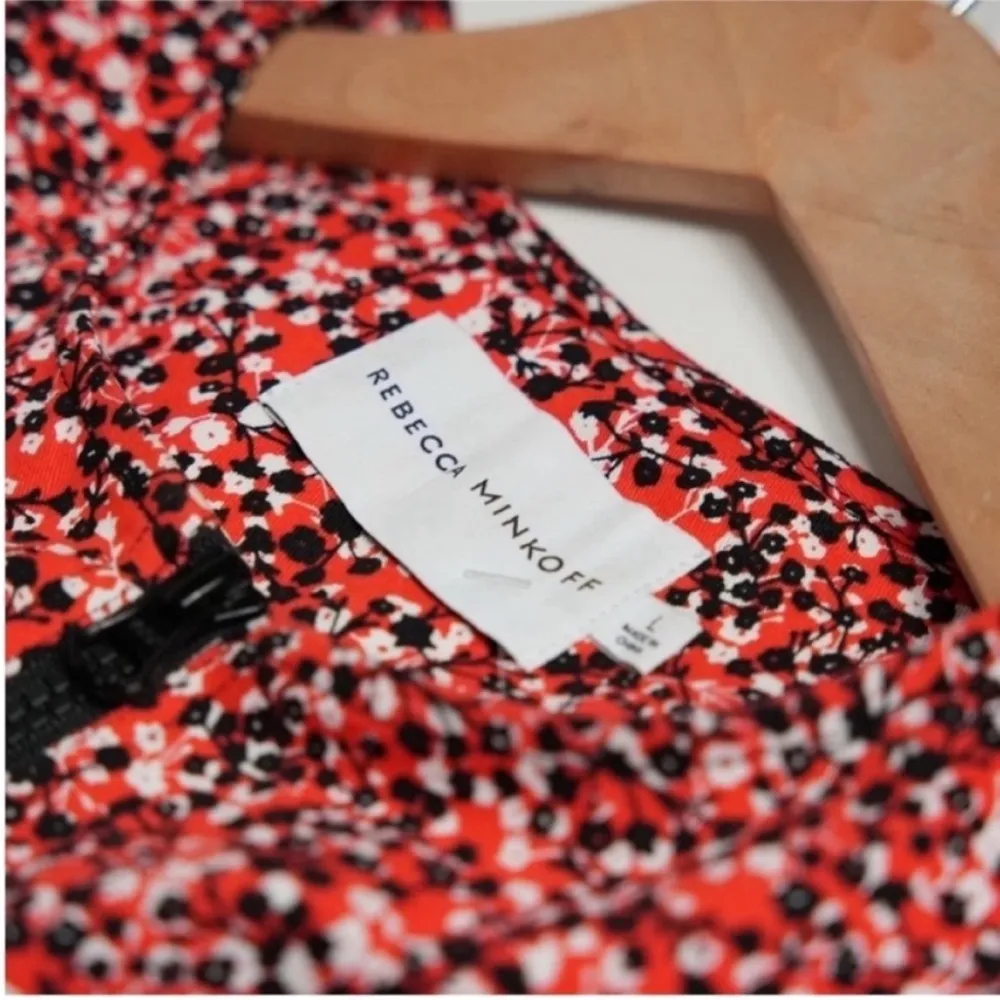 Rebecca Minkoff Floral Orange Red & Black Print Jumpsuit Size 10 - Image 5