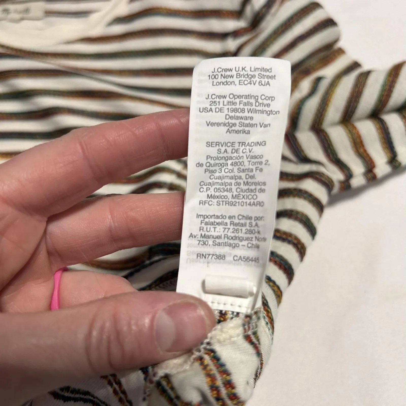 Madewell Shirt Womens XS Multicolor Stripe Thermal Long Sleeve Pocket AG244 - Image 8