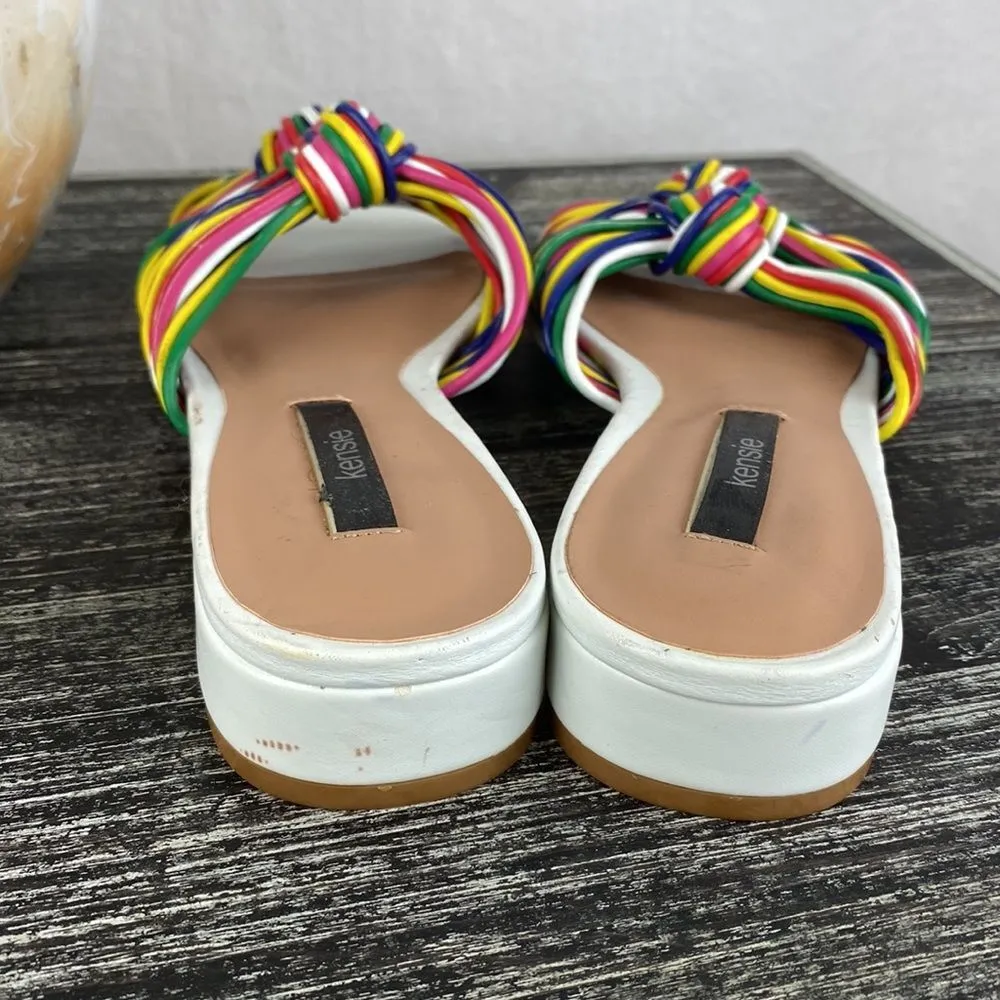 Kensie White Kylee Multi Rainbow Strap Summer Open Toe Sandal Shoe 7.5 - Image 4