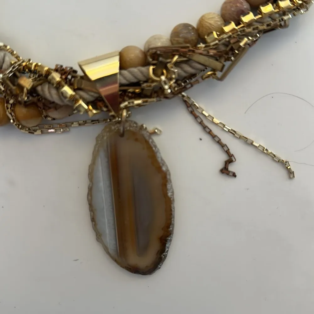 Sachin + Babi necklace polished gorgeous stone wooden beads multi texture - Image 2