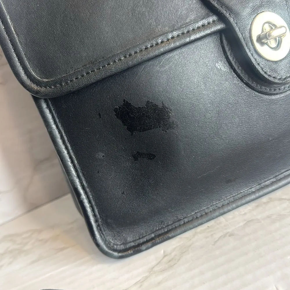 Vtg Coach Willis Handbag Black Leather Crossbody Turnlock Closure 9927 old money - Image 3
