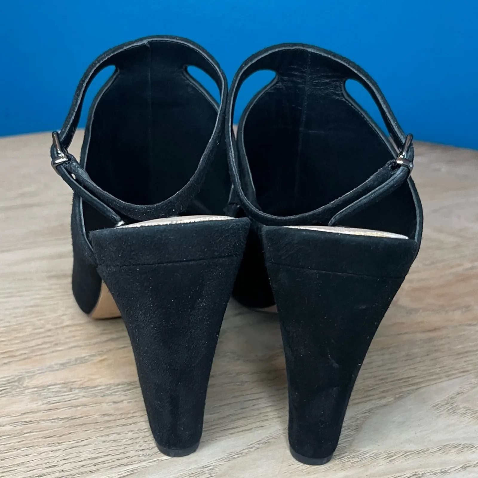 Via Spiga Prim Block Heeled Sandal Black Suede Mule Block Heel Women’s Size 9.5 - Image 4