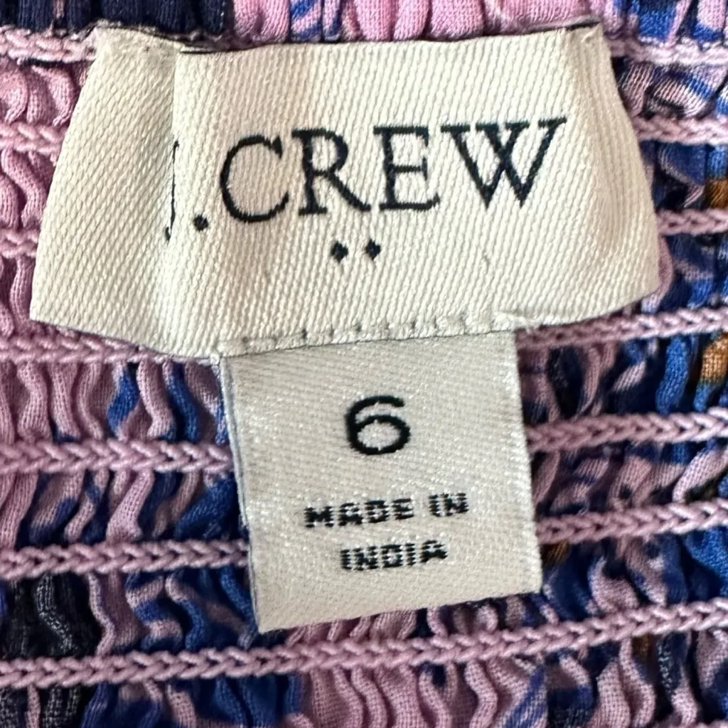 J. Crew Sleeveless Summer Square Neck Midi Dress Size 6 Bohemian Block Print Purple - Image 11