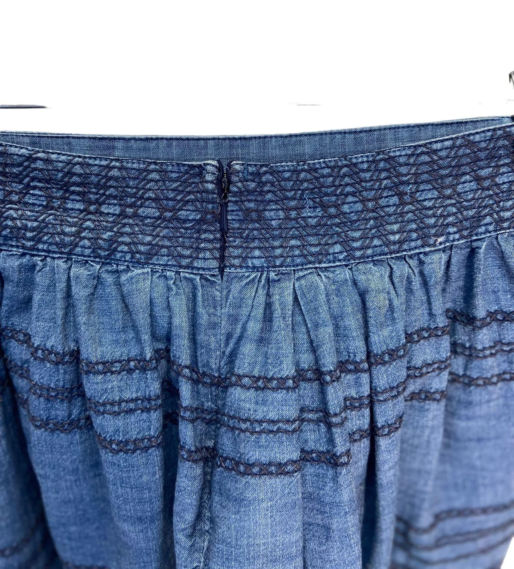 American Eagle Women’s Chambray Prairie Mini Skirt Blue Size 2 Coastal Cowgirl - Image 9