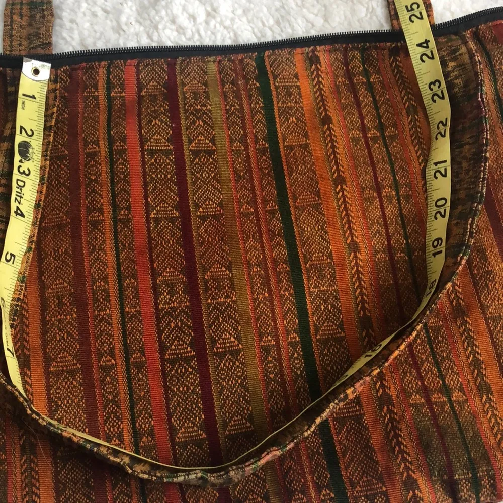 Boho Embroidered Tapestry Cottagecore Western Festival Retro Purse Tote Zip Bag Gold - Image 11