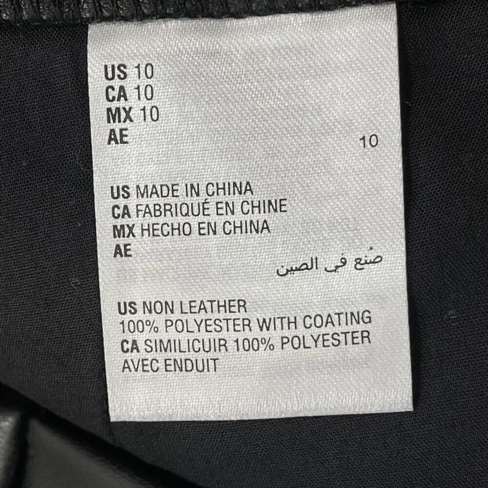 INC International Concepts SZ 10 Faux Leather Ankle Pants Shiny Black Hi - Image 7