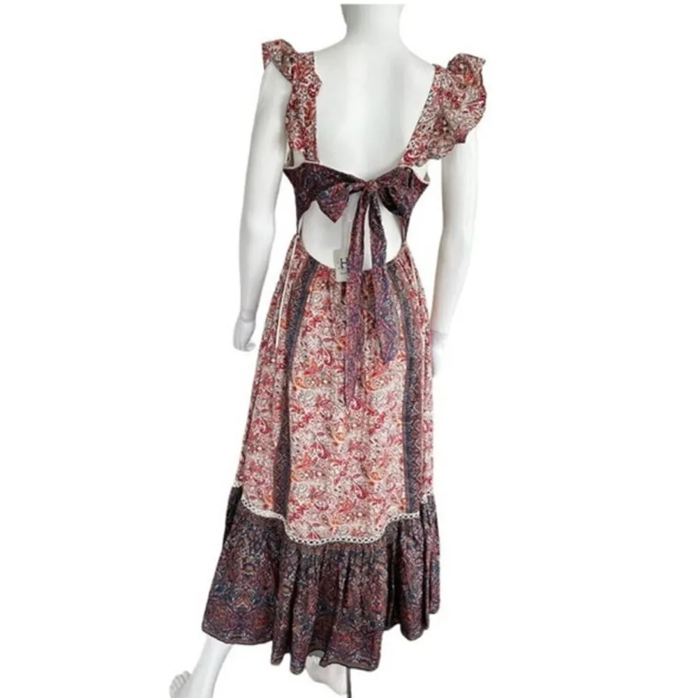 Haute Hippie flutter sleeve, tiered peasant-style maxi-dress size 14 - Image 3