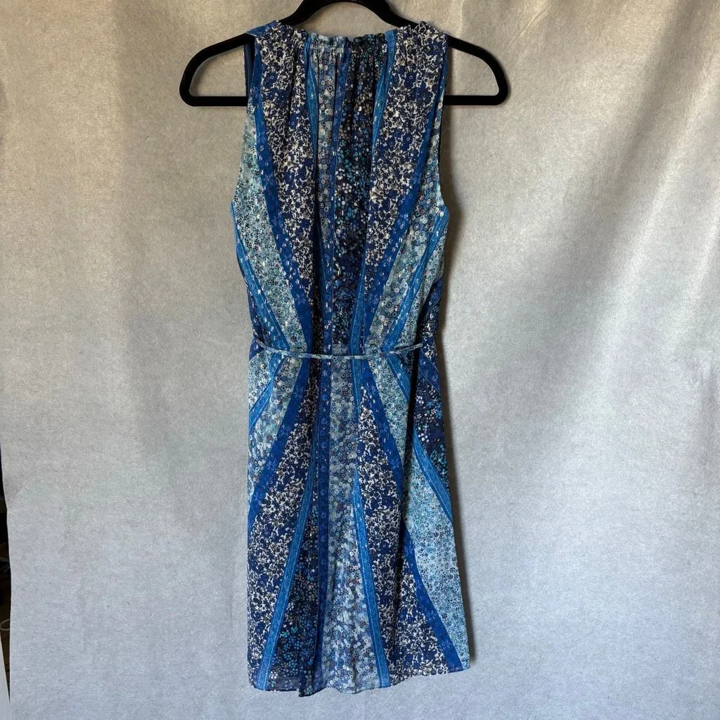 Elie Tahari Silk Blue Floral Knee Length Dress Size 2 Sleeveless Boho - Image 2