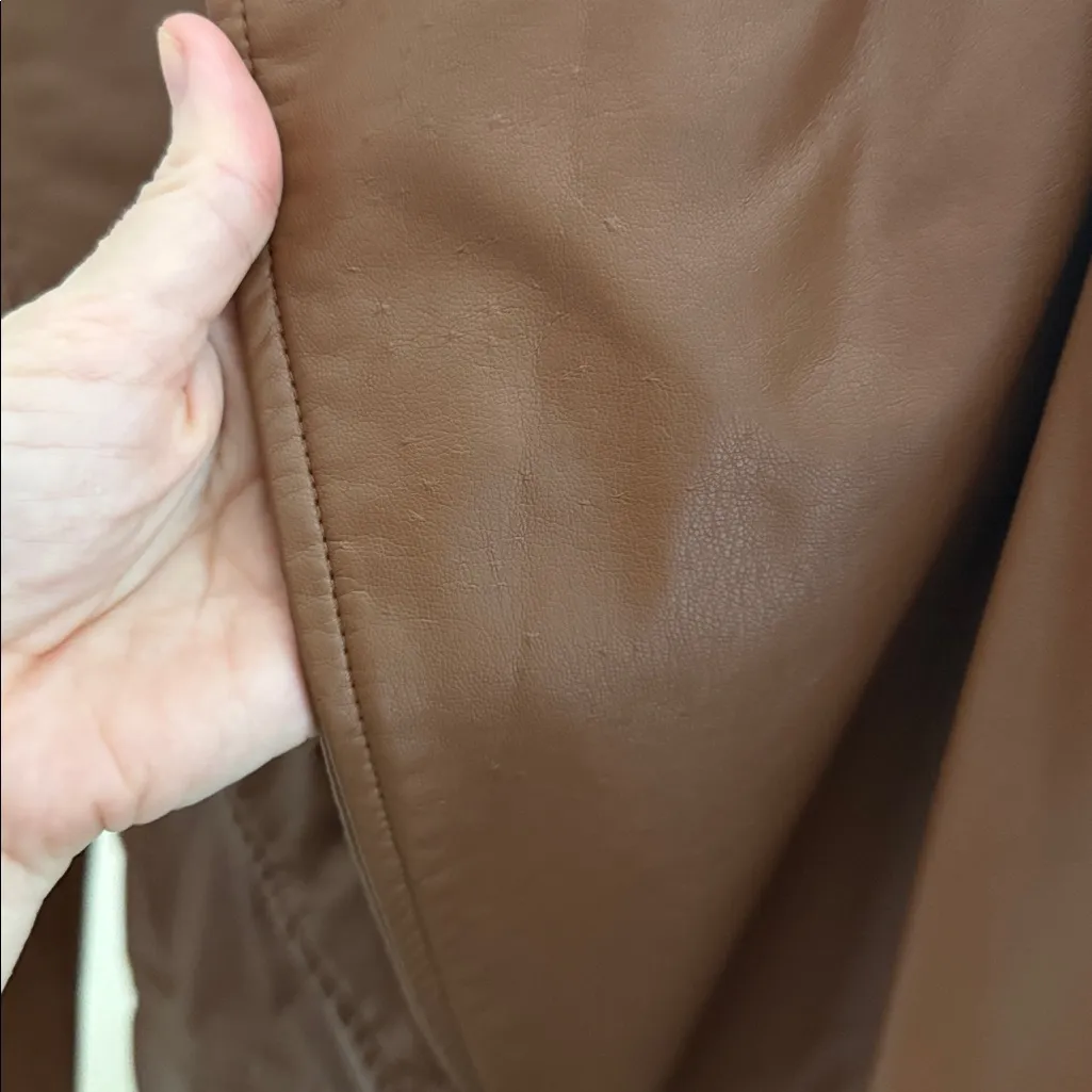 Hutch Anthropologie Faux Leather Single Button Blazer Jacket Brown Size Medium - Image 4