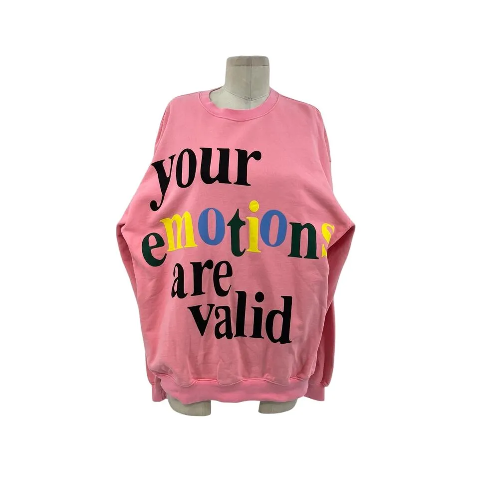 The Mayfair Group Emotions Are Valid Graphic Sweatshirt Pink One Size Petite - Image 3