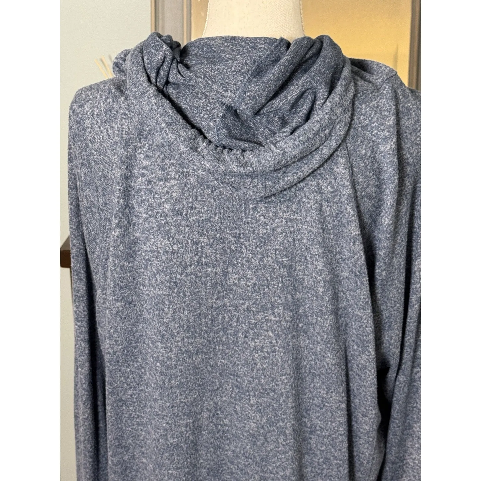 Mossimo Blue Heathered Pullover Hoodie, Rayon/polyester/spandex, Stretchy, XXL - Image 5