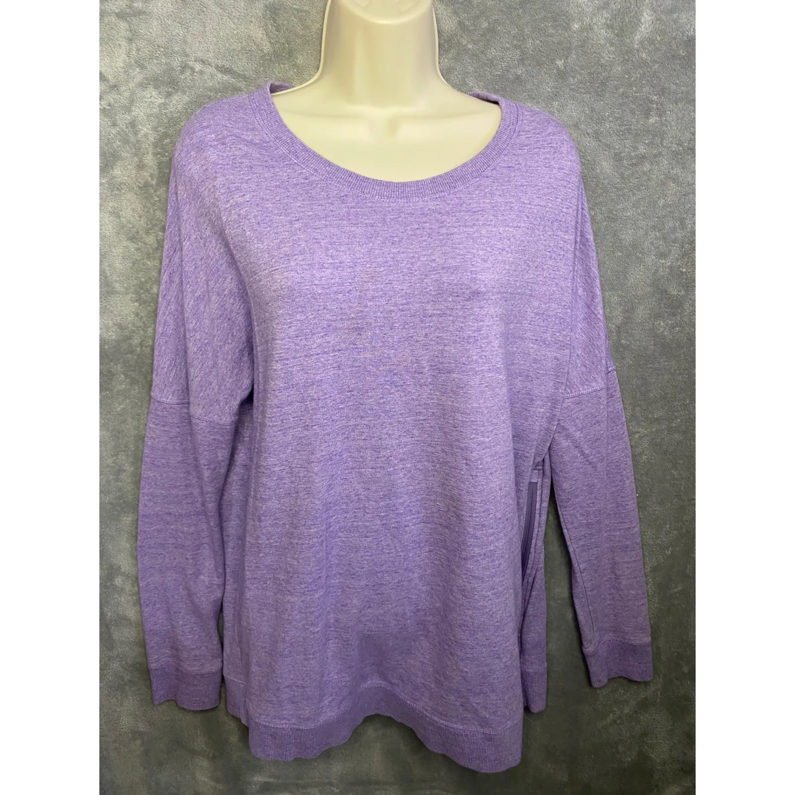 Cala By Carrie Underwood Lavender Heathered Knit Crew Neck Sweatshirt Side Zip M Purple Size M - Image 7