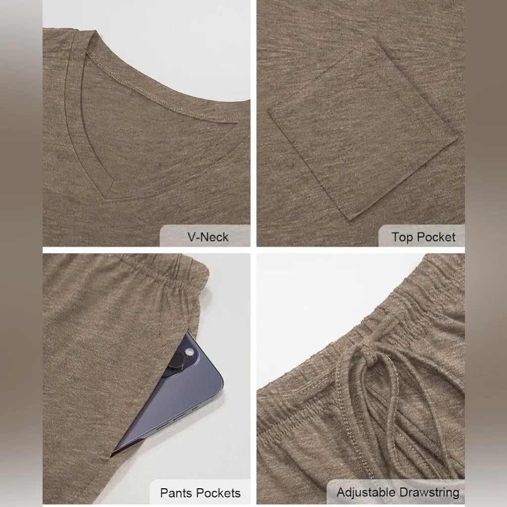 Women's Heather Brown Pajama Set Like New - Image 4