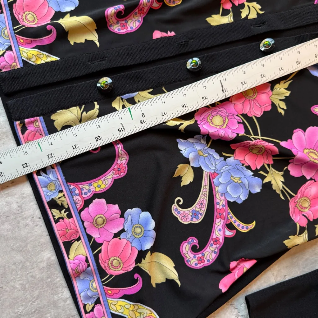 Grannycore floral black cardigan coastal grandma eclectic sweater womens M Size M - Image 4