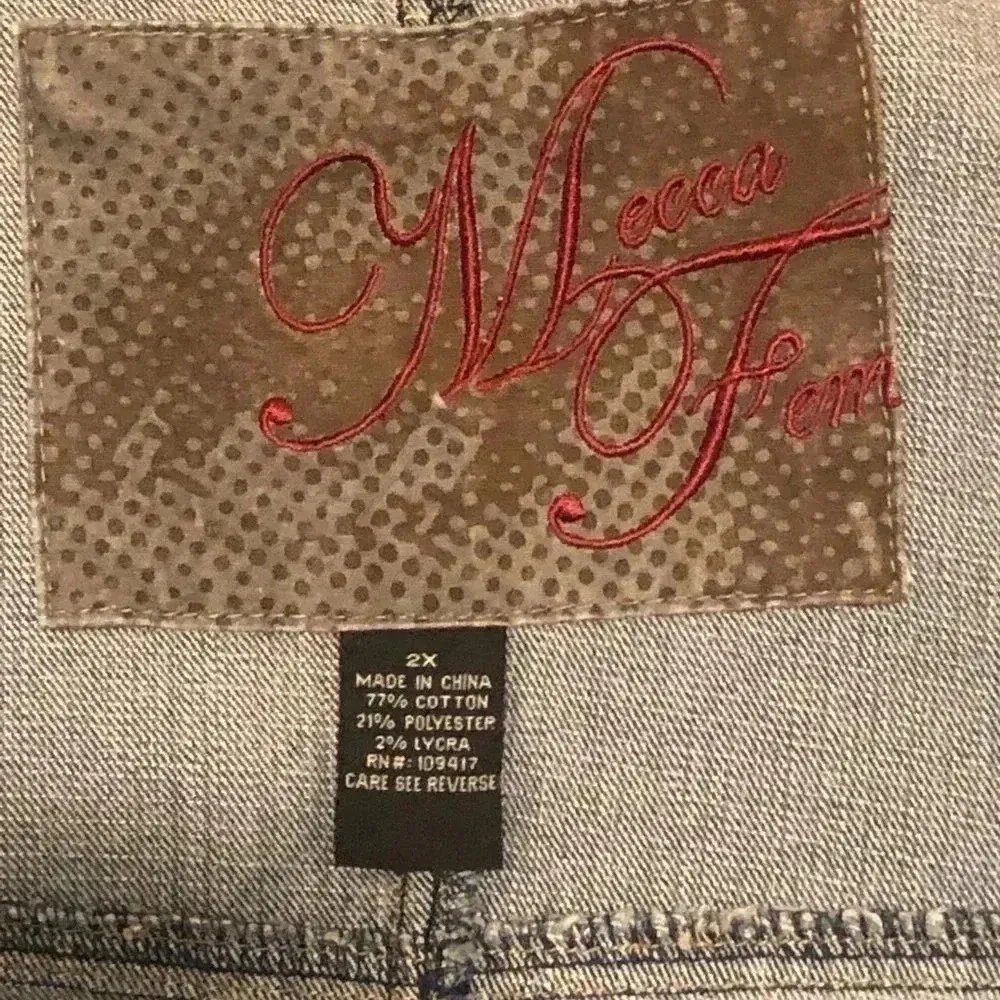 Plus Size Retro Mecca Fem Jean Jacket Blazer EUC‎ Size 2X Blue - Image 3