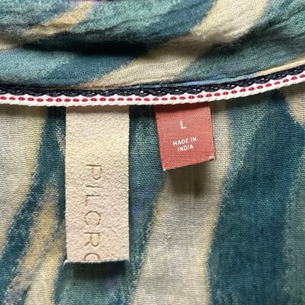 Pilcro by Anthropologie Women’s Animal Print Long Sleeve Button Down Size Large Green - Image 6