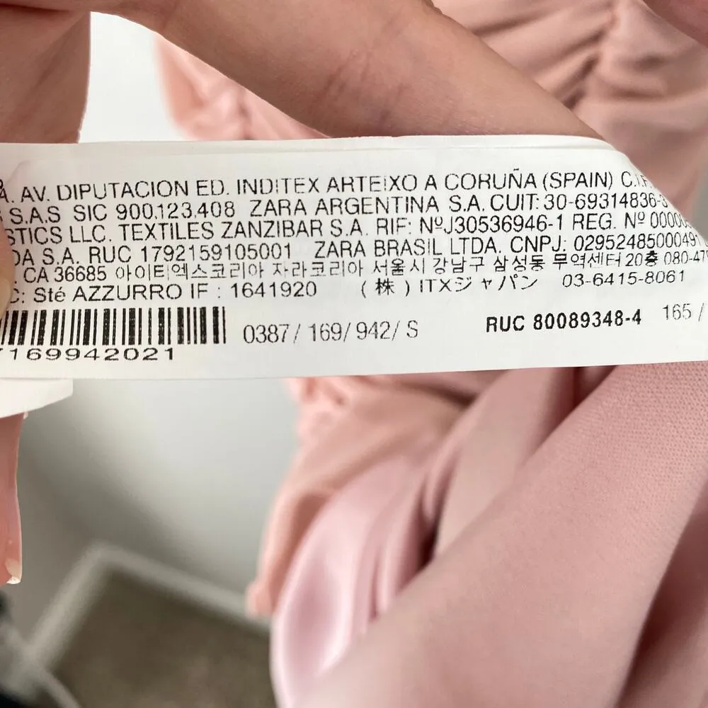 ZARA Ruched Tulle Corset Dress Beige Pink Size Small Satin Balletcore Sexy - Image 9