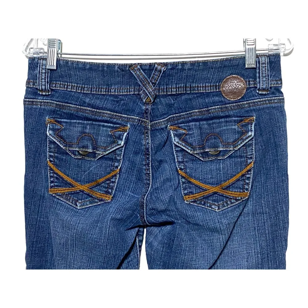 XOXO Jeans Bootcut Flare Juniors Womens 7 / 8 Thick Stitch Pocket Stretch Y2K - Image 3