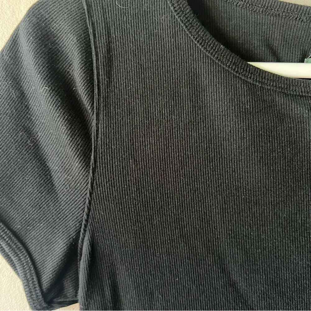 Black Ribbed Mini Dress - Image 2