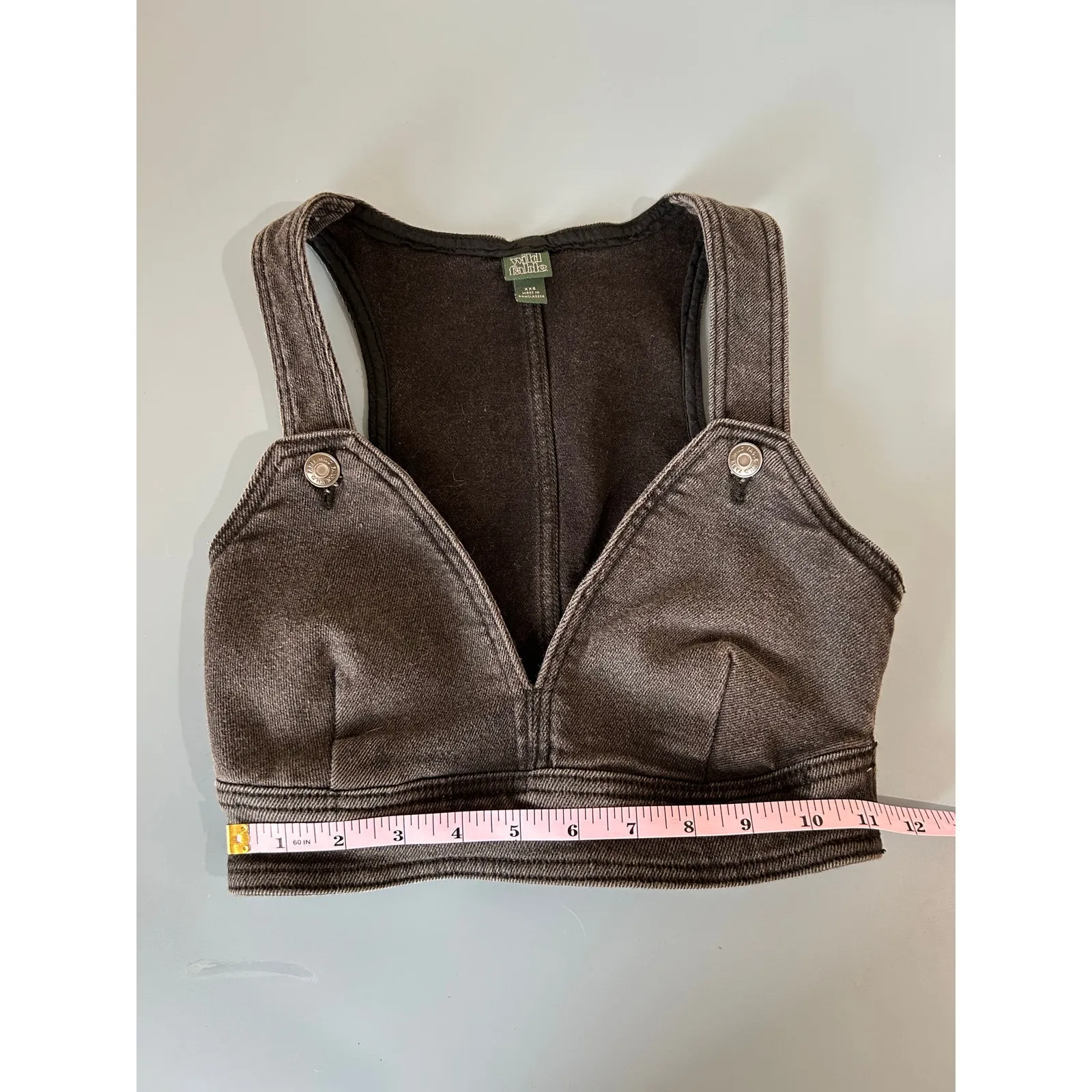 Wild Fable black denim crop top tank vest size XXS goth grunge festival - Image 6