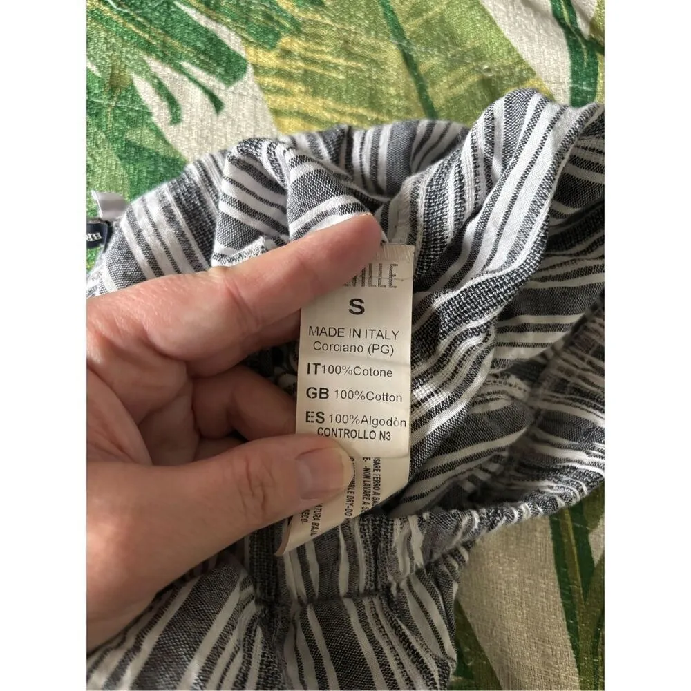 Brandy Melville black white stripe shorts size small 100% cotton elastic waist - Image 4