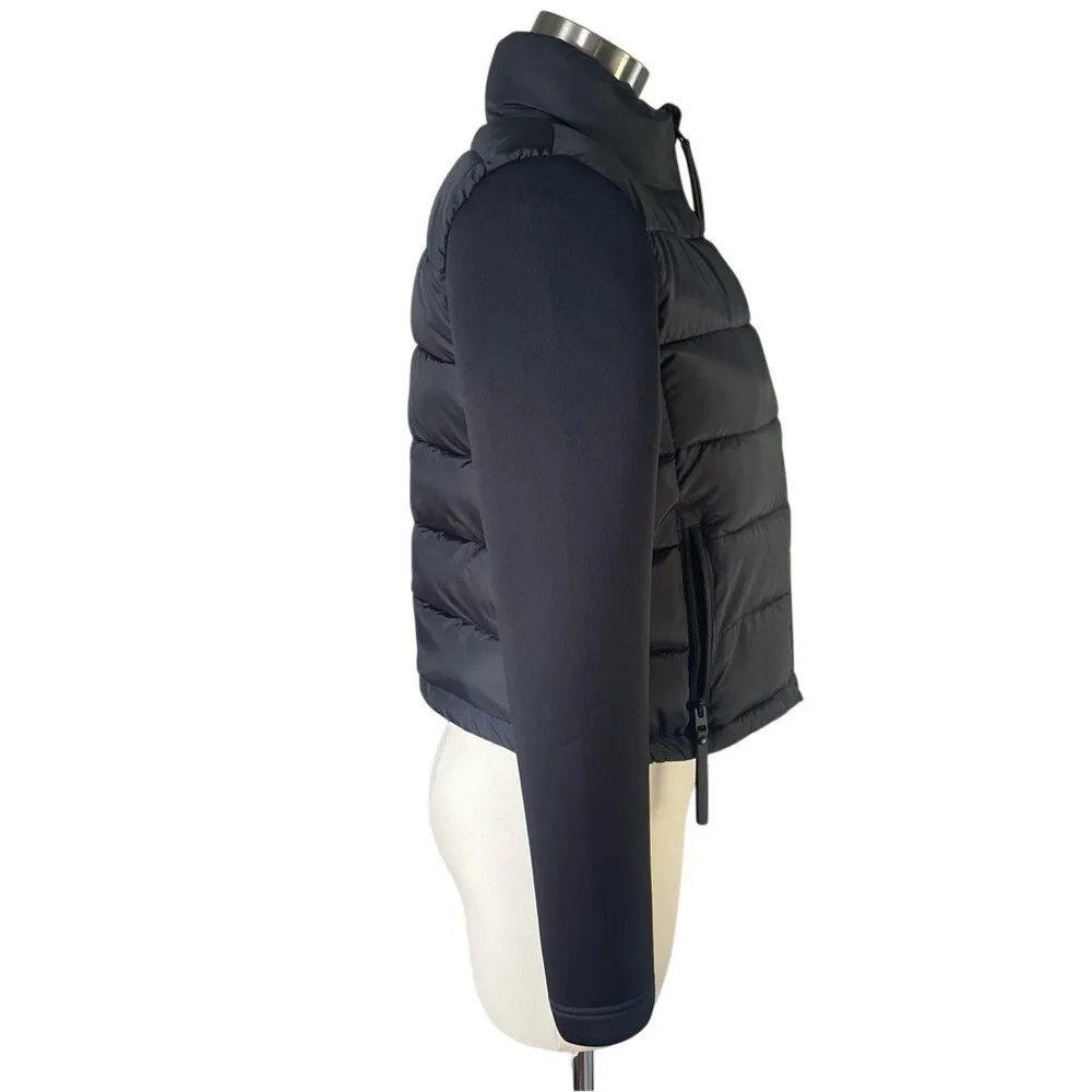 Ultra Flirt Puffer Jacket Black Quilted‎ Fleece Sleeve Full Zip Mock Neck M - Image 4