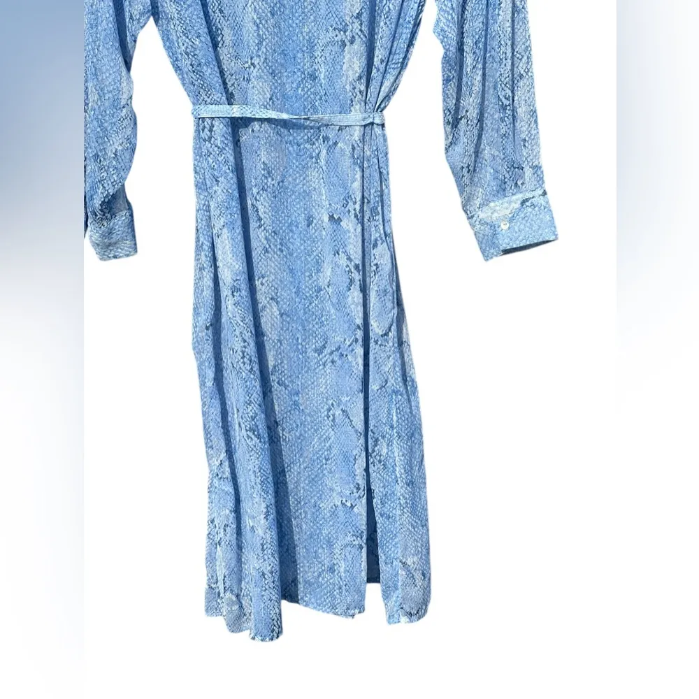 Zara Women’s Blue Semi -Sheer Snake  Print Shirt Dress NWT - Image 14