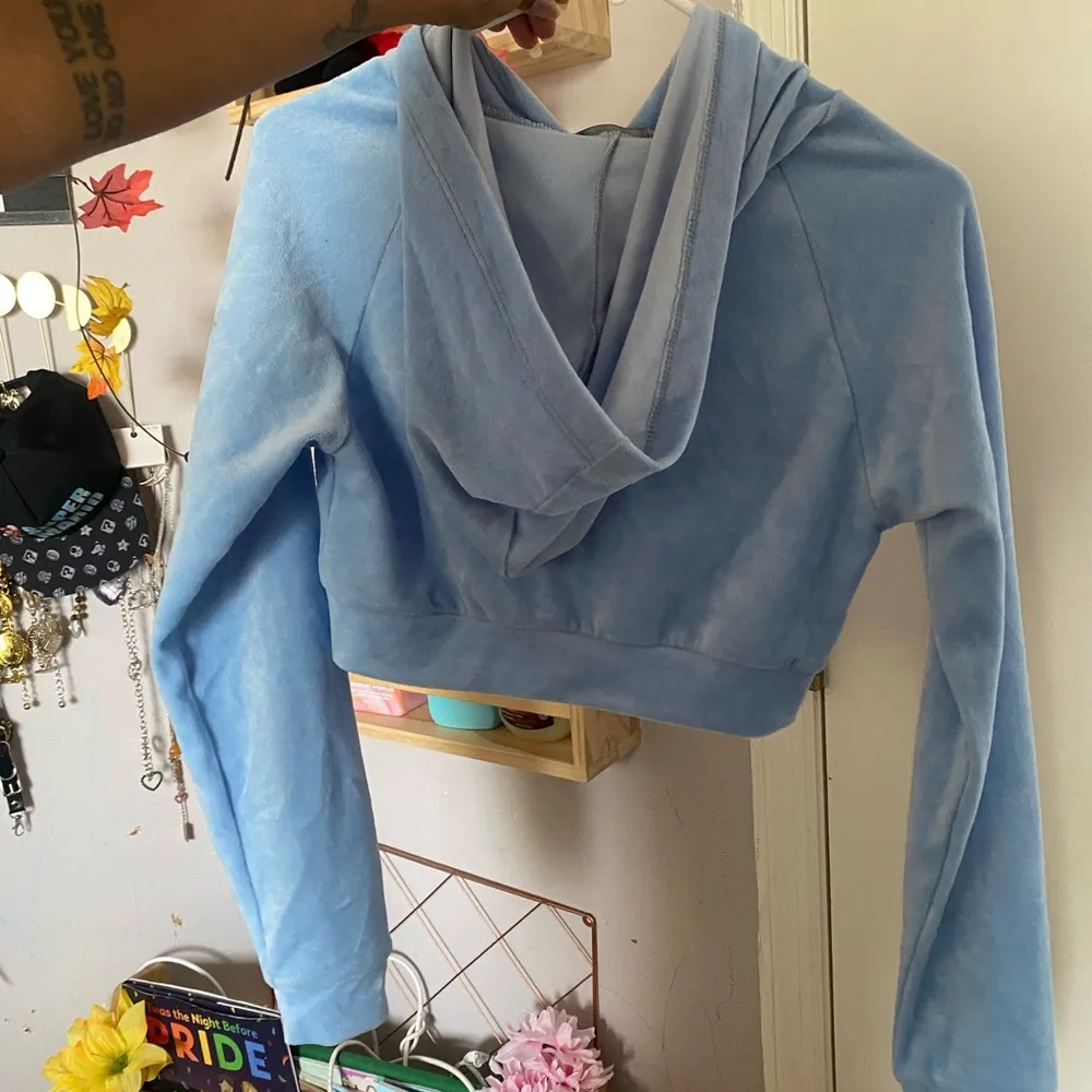 Blue Cropped Hoodie NWOT Soft Feminine Dainty Y2K Size Small - Image 4