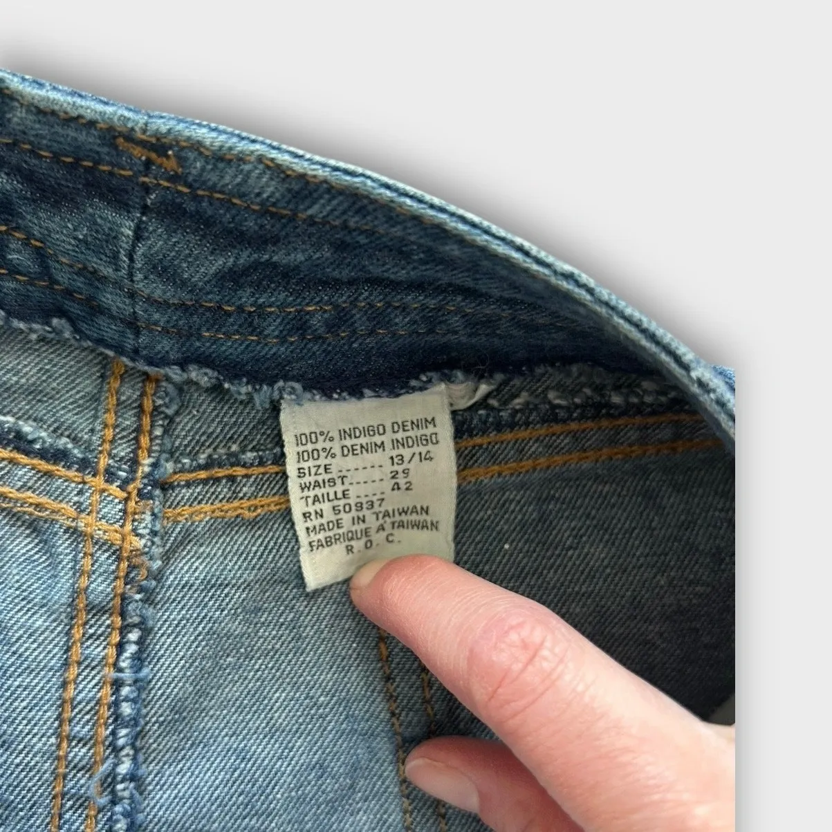 Vintage N' Est Ce Pas Denim Jean Midi Skirt Western Size 13/14 French Boho Retro Blue - Image 4