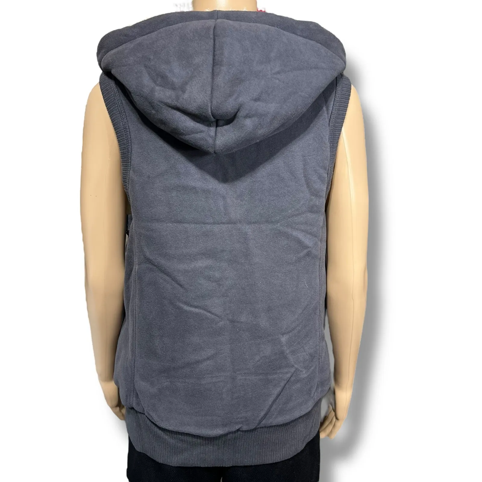 Y2K Old Navy Womens Vest Hooded Soft Faux Fur Lined Full Zip Navy Blue Medium - Image 3