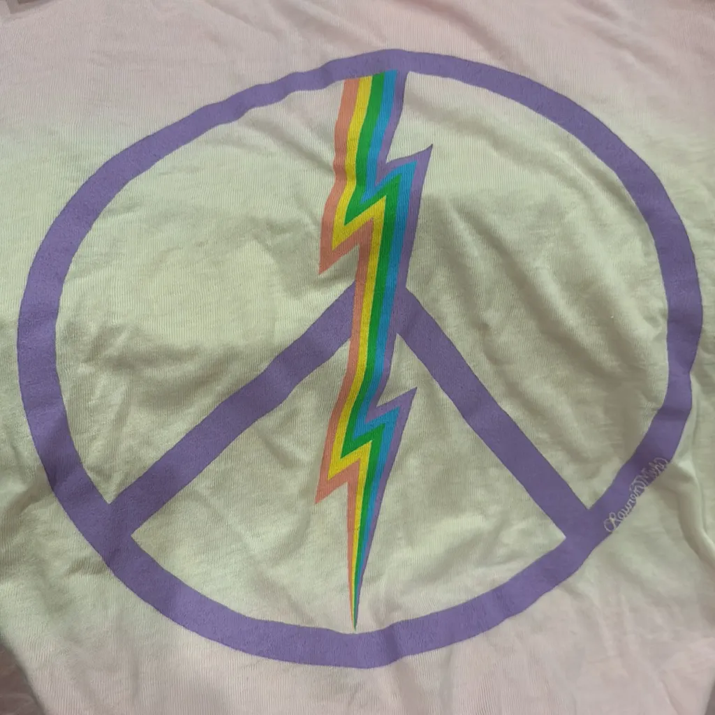 Lauren Moshi x Aqua Pink Ombré Graphic Tee T-Shirt Rainbow Lightning Bolt Small - Image 4