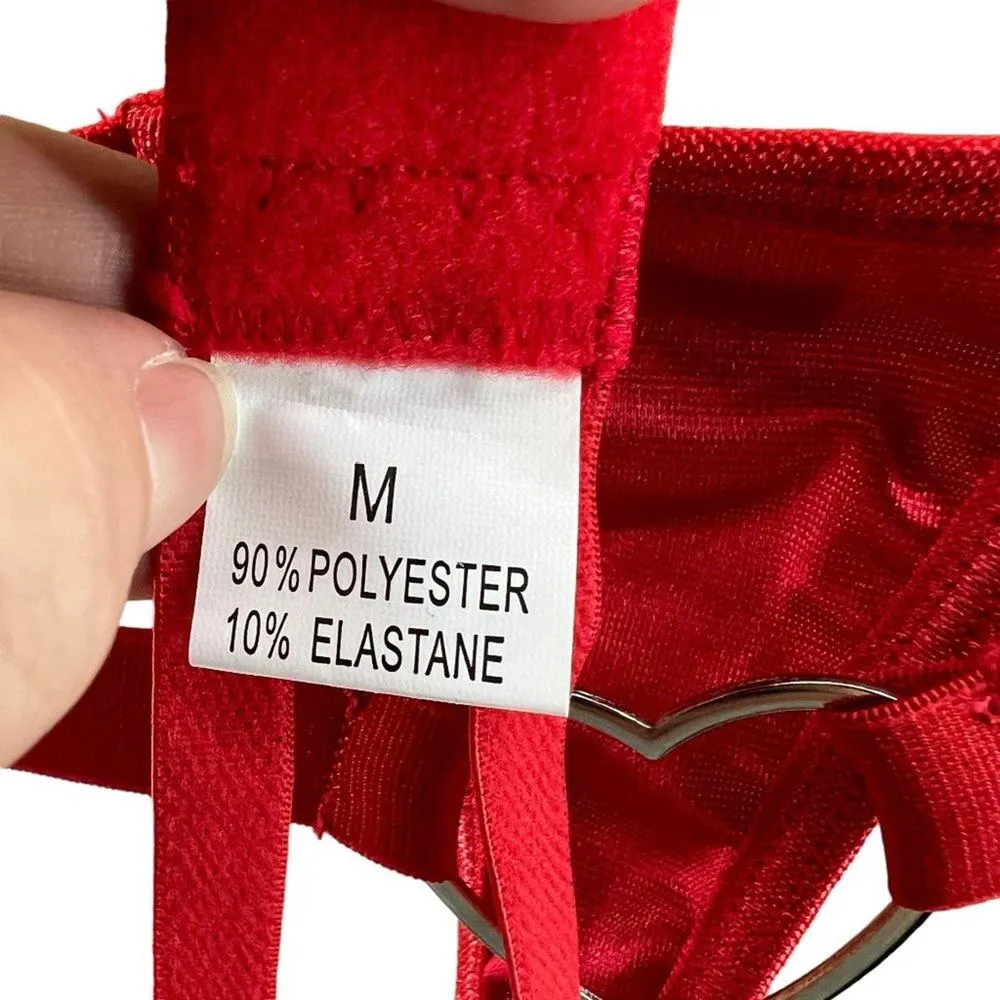 Womens Red Hot Sexy Lingerie Naughty Play Set 3 Pcs Sleepwear Lace Medium - Image 7