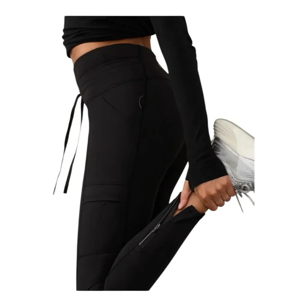 Athleta size small Black Rainer Cargo tight  High-Waisted Leggings reflective - Image 2