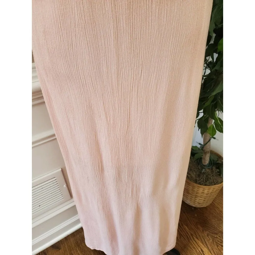 Dina BE Women's Solid Peach Rayon Scoop Neck Sleeveless Long Maxi Dress Size S - Image 4
