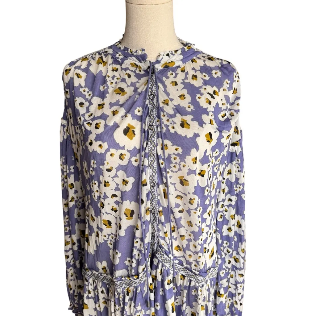 Free People - Love Letter Floral Tunic Top Blue White Sz S - Image 3