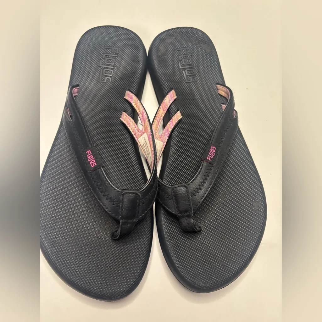 Flojos RICA Flip Flops Sandals Thongs Black Memory Foam Size 7 Womens - Image 3