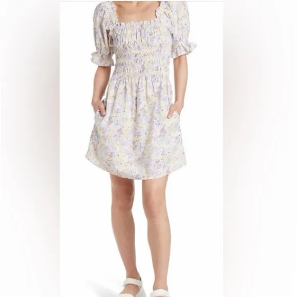 Levi’s Verenne Floral Cottagecore Puff Sleeve Off the Shoulder poplin Dress XL - Image 3