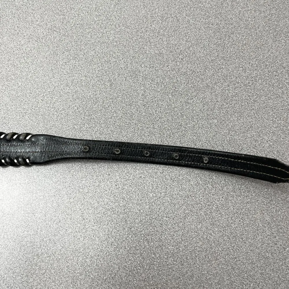 Nocona Womens Black Leather Belt 28 Silvertone Buckle 1.25in Rope Metallic USA - Image 8