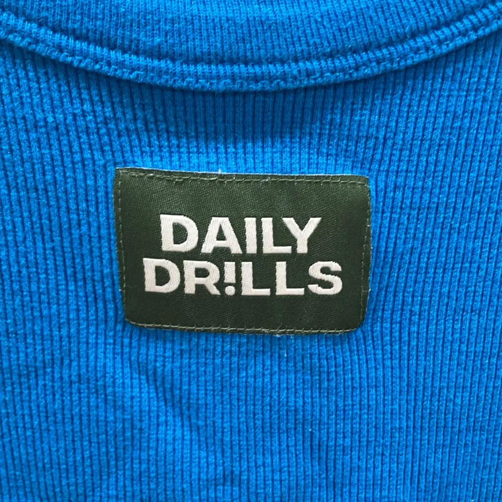 Daily Drills Logo Ribbed Tank Blue Size M - Image 3