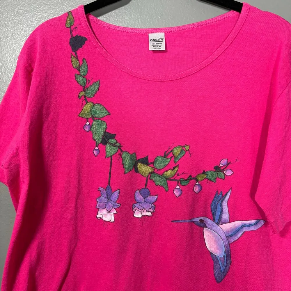 Hand Painted Hummingbird Fairy Pink T - Image 3
