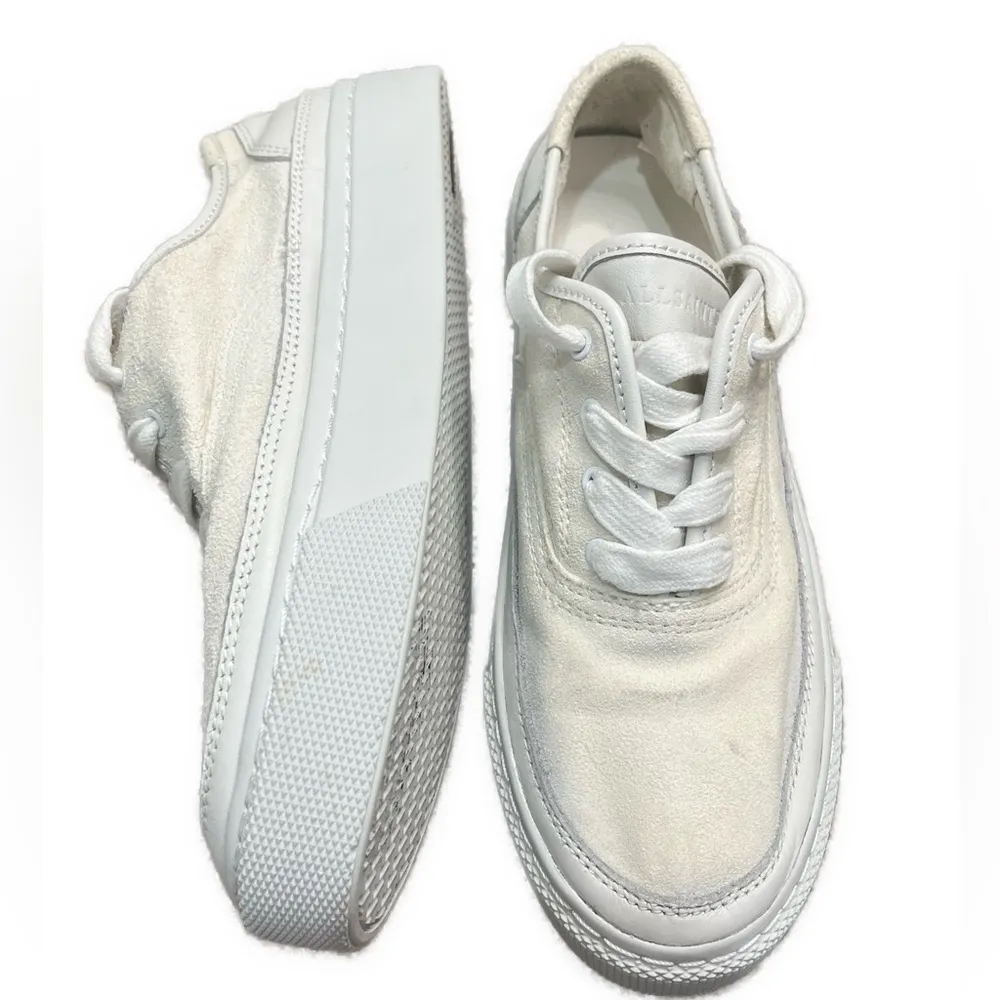 All Saints Bella Suede Sneaker in White Ecru Leather Sz US 8 - Image 2