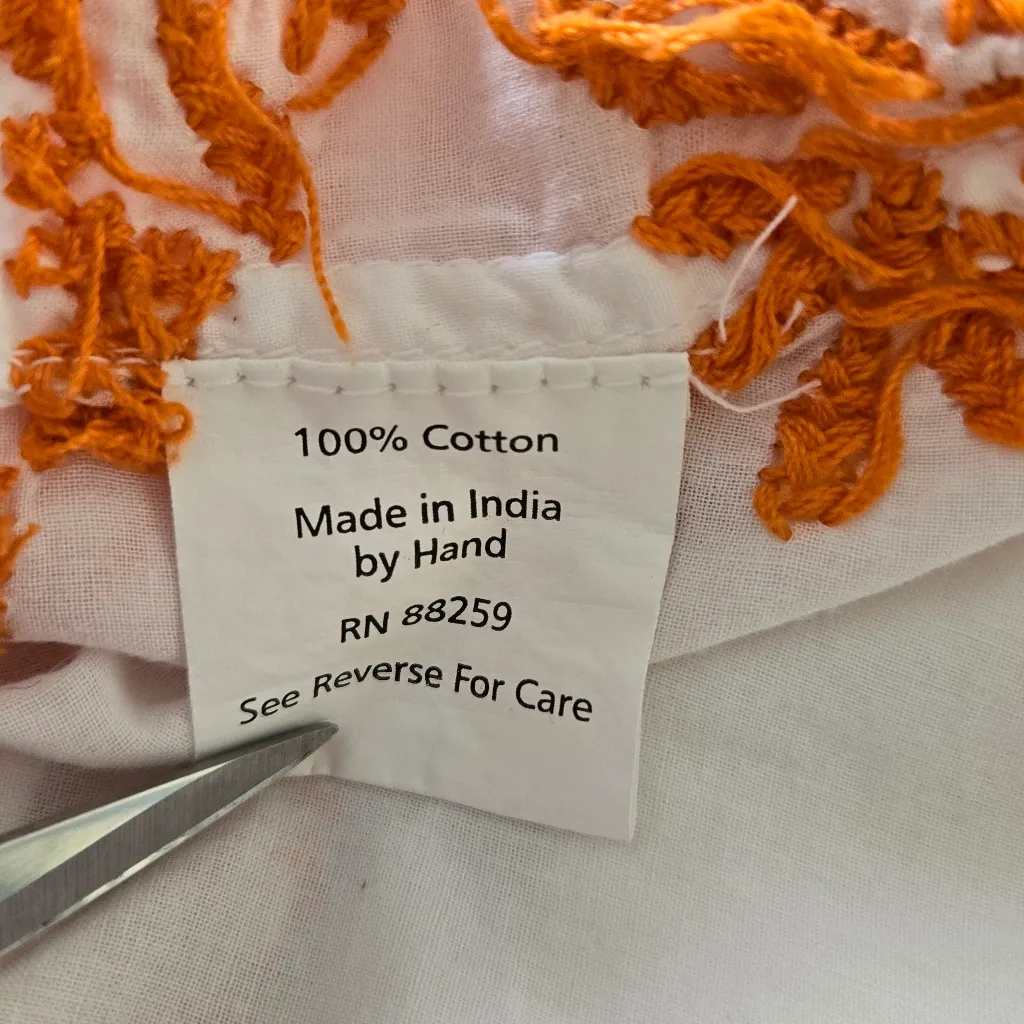 SUBTLE LUXURY White/Mandarin Embroidered Button Down Shirt Size L/XL White Size L - Image 11