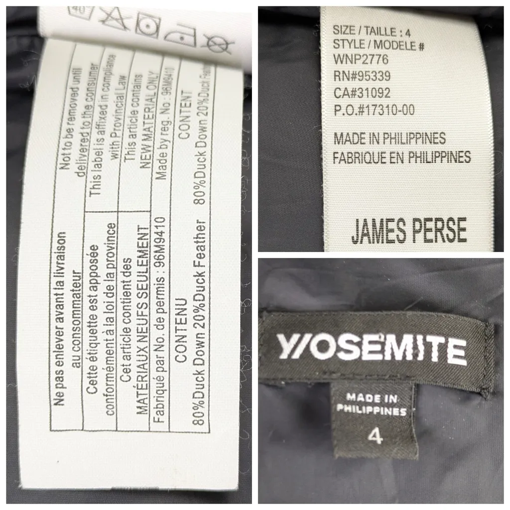 James Perse Yosemite Down Puffer Vest Olive Green Size 4 US XL  F329 - Image 9