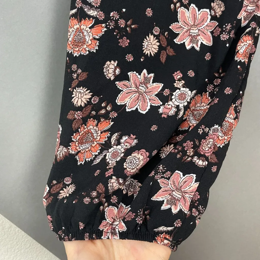 Haptics Top Floral Animal‎ Print Women Size Large Peasant Blouse Long Sleeve Pink - Image 13